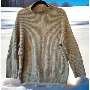 Forte Sweater Women's Size M Cashmere‎ Wool Blend Olive Green Oversized Pullover
